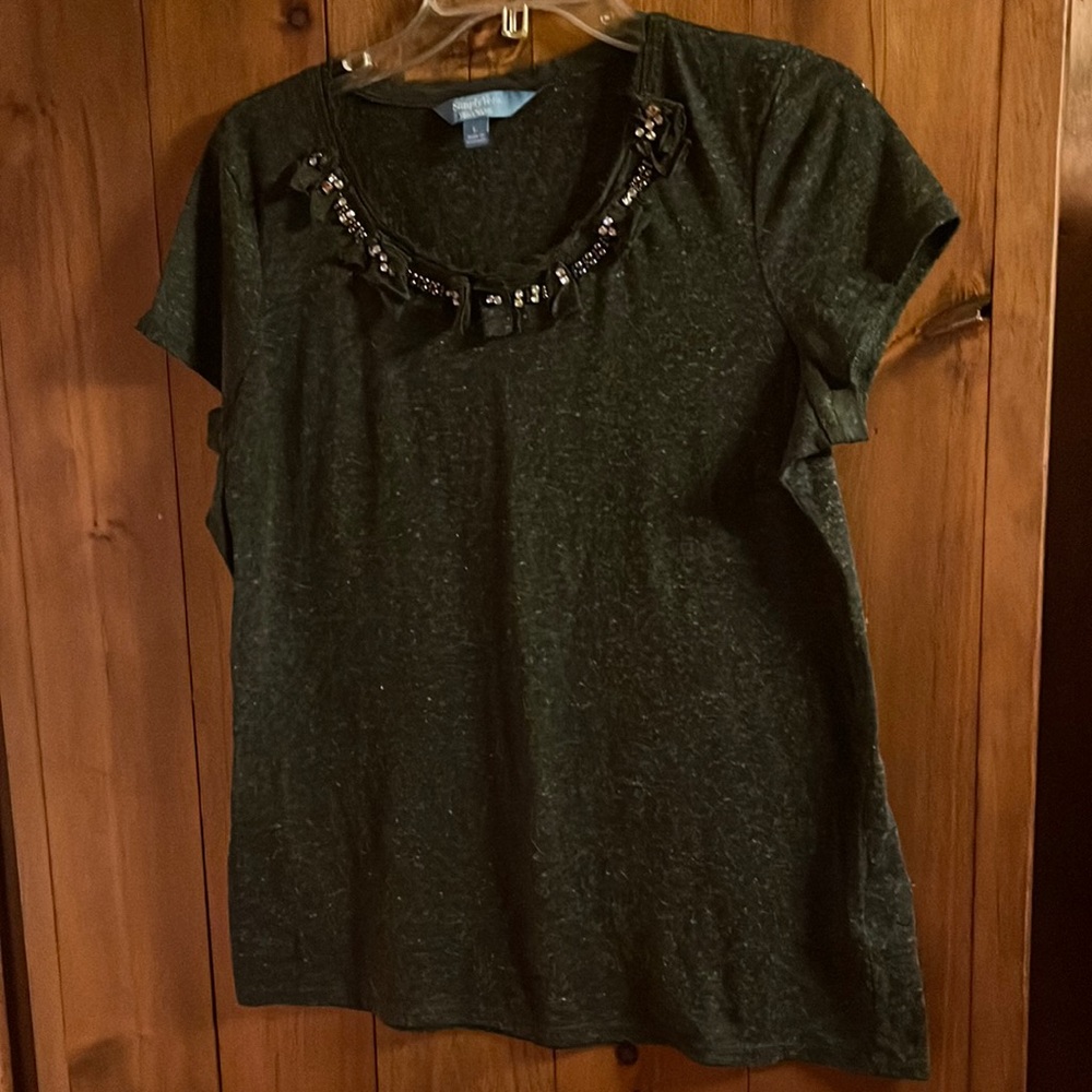 FREE Gray Top with Glitter Neck